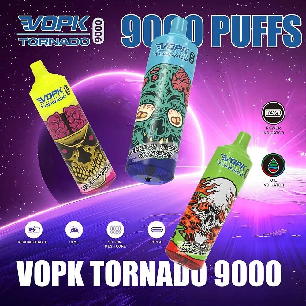 VOPK Tornado 9000 Puffs Disposable Vape 18ml Pre-filled Puff 9k Vapes